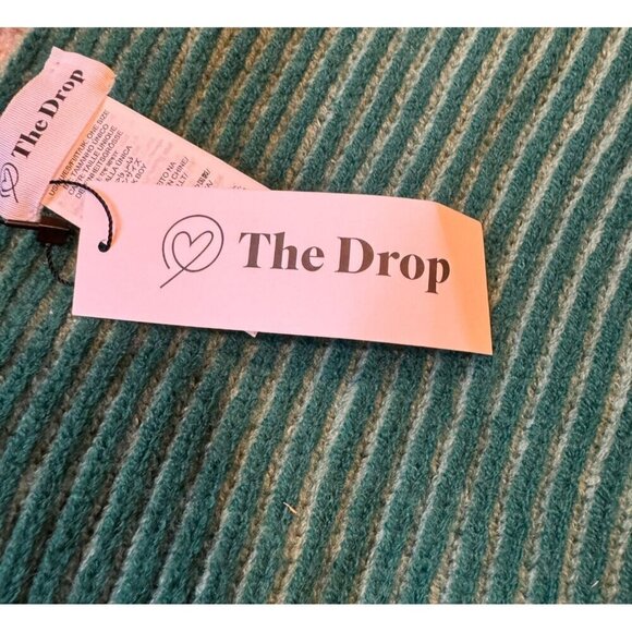 The Drop Womens Bliss Two Toned Ribbed Knit Scarf Green Striped Design One Size - Picture 10 of 12